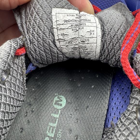 Ladies Merrell All Out Peak Lace Up Trainer Blue/Orange Size 7‎ - Picture 8 of 8